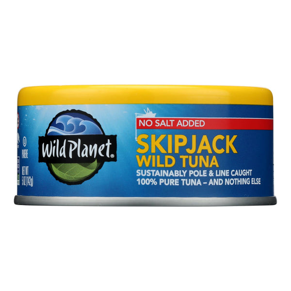 Wild Planet Wild Skipjack Light Tuna - No Salt Added - Case of 12 - 5 Ounce.