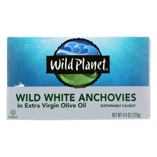 Wild Planet White Anchovies in Extra Virgin Olive Oil - Case of 12 - 4.4 Ounce