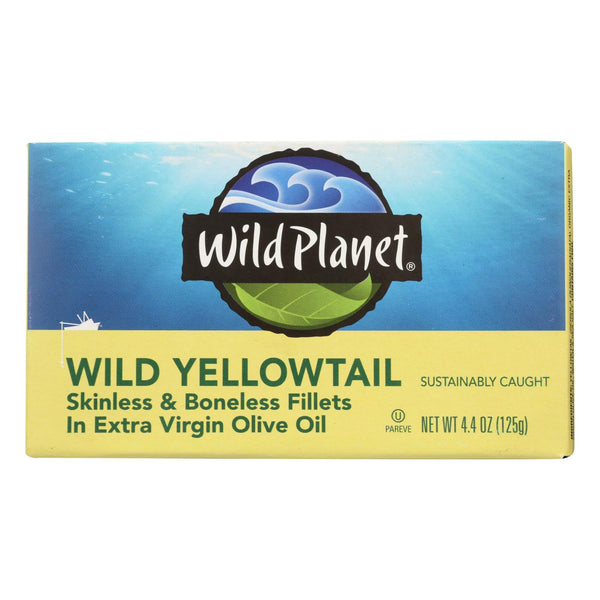 Wild Planet Wild Yellow Tail Fillets In Extra Virgin Olive Oil - Case of 12 - 4.375 Ounce.