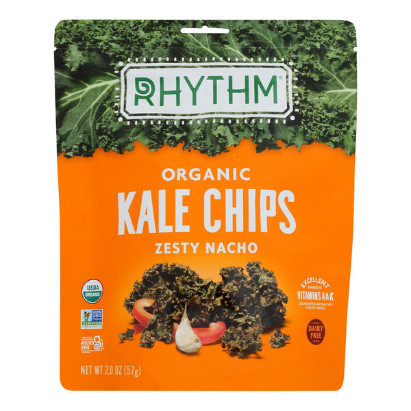 Rhythm Superfoods Kale Chips - Zesty Nacho - Case of 12 - 2 Ounce.