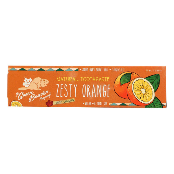 The Green Beaver Toothpaste - Zesty Orange Toothpaste - Case of 1 - 2.5 fl Ounce.