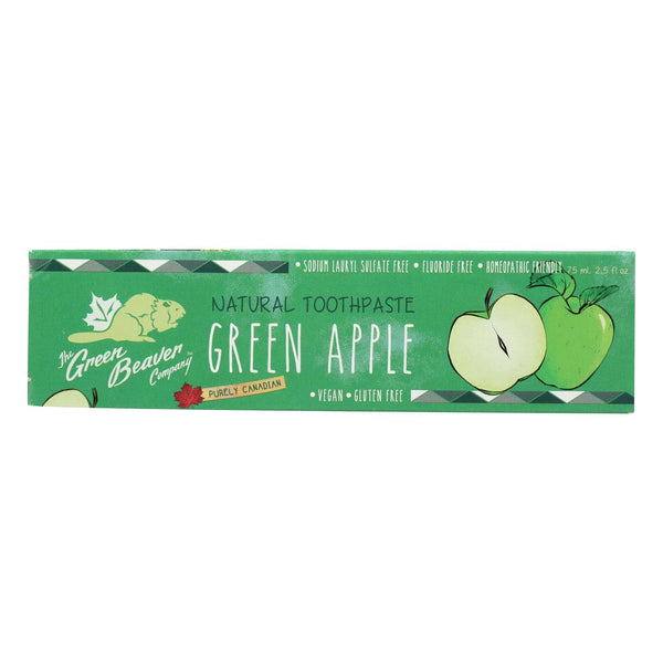 The Green Beaver Toothpaste - Green Apple Toothpaste - Case of 1 - 2.5 fl Ounce.