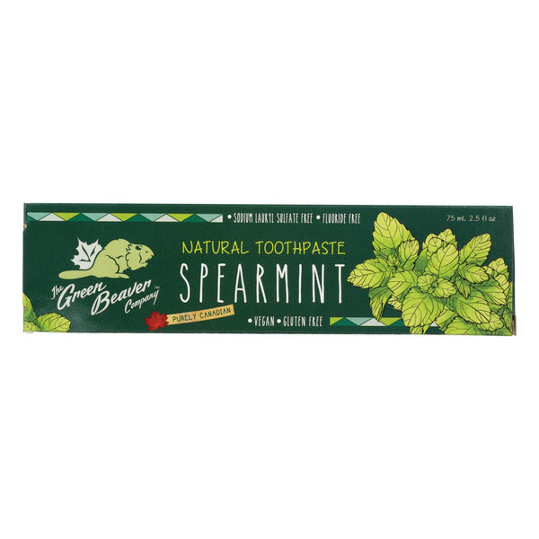 The Green Beaver Toothpaste - Spearmint Toothpaste - Case of 1 - 2.5 fl Ounce.