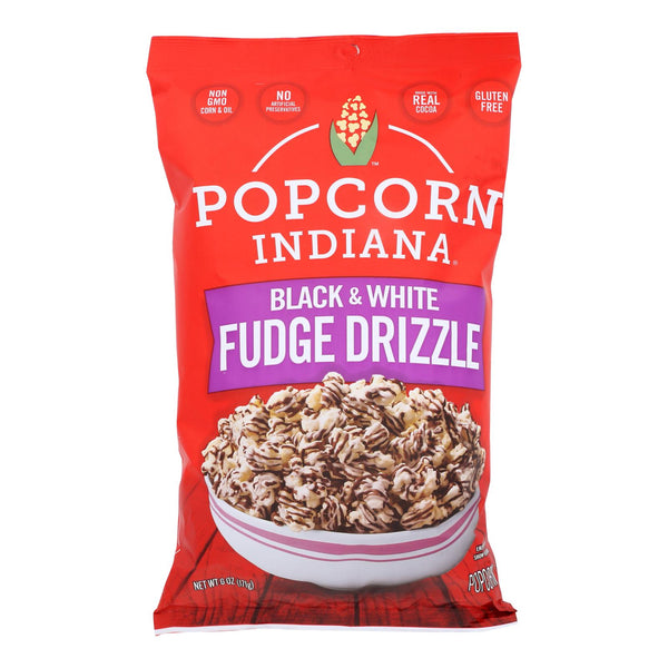 Popcorn Indiana Drizzled Kettlecorn - Black & White - Case of 12 - 6 Ounce