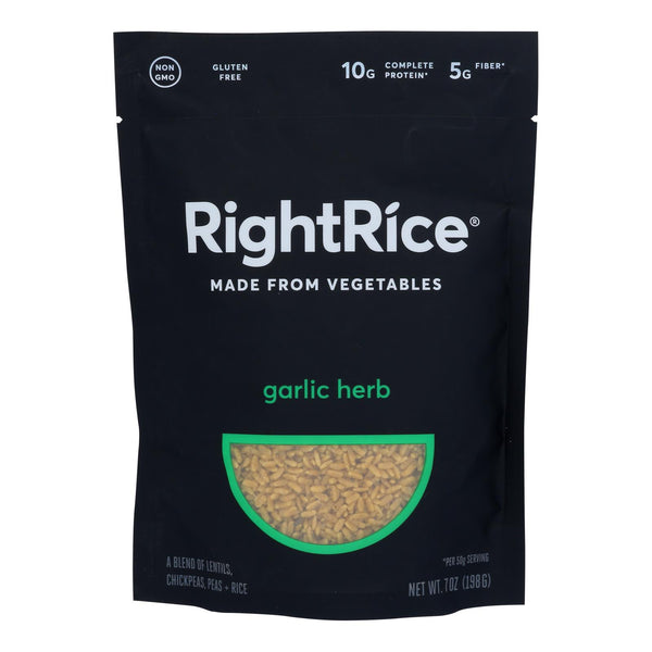 Right Rice - Made From Vegetables - Garlic Herb - Case of 6 - 7 Ounce.