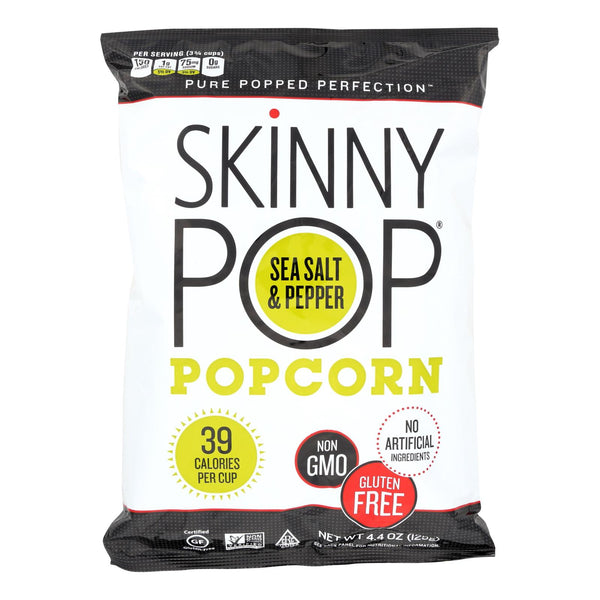 Skinnypop Popcorn Skinny Pop - Sea Salt and Black Pepper - Case of 12 - 4.4 Ounce.