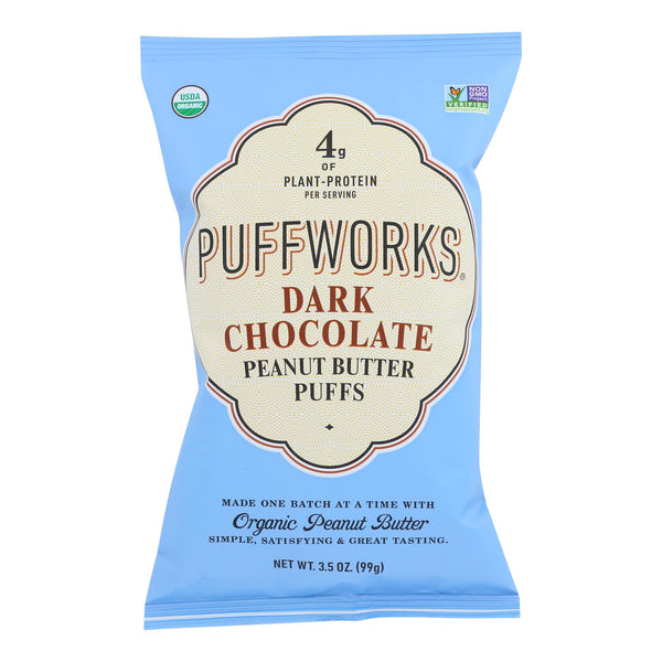Puffworks - Puffs Dark Chocolate Peanut Butter Gluten Free - Case of 8-3.5 Ounce