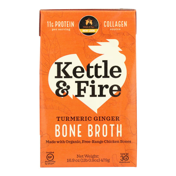 Kettle And Fire - Bone Broth Trmc Ginger Chicken - Case of 6 - 16.9 Ounce