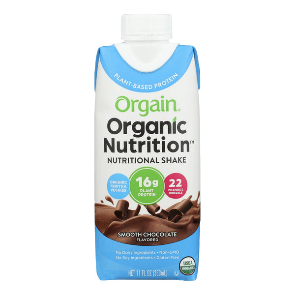 Orgain Organic Vegan Nutritional Shakes - Smooth Chocolate - Case of 12 - 11 Fl Ounce.
