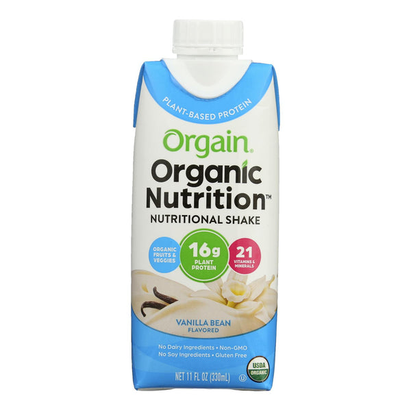 Orgain Organic Nutritional Shakes - Sweet Vanilla Bean - Case of 12 - 11 Fl Ounce.