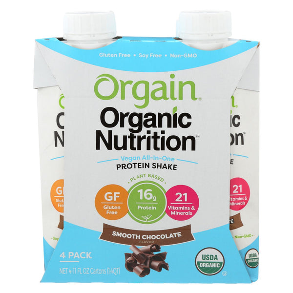 Orgain Organic Vegan Nutrition Shakes - Smooth Chocolate - Case of 3 - 4/11 Fluid Ounce
