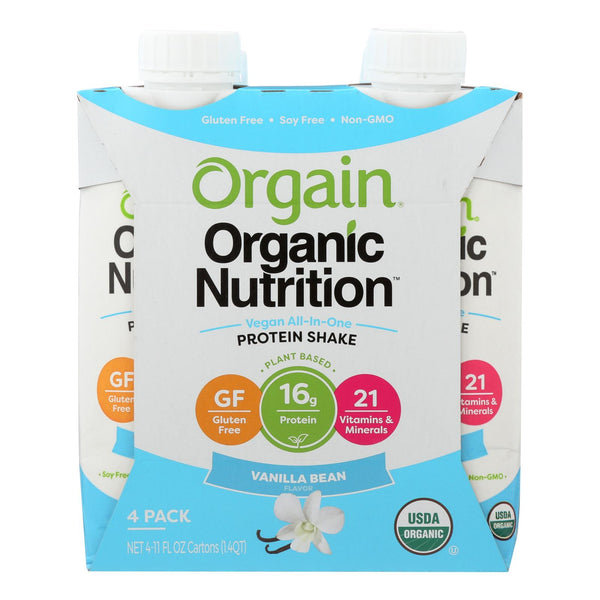 Orgain Organic Vegan Nutrition Shakes - Vanilla - Case of 3 - 4/11 Fluid Ounce