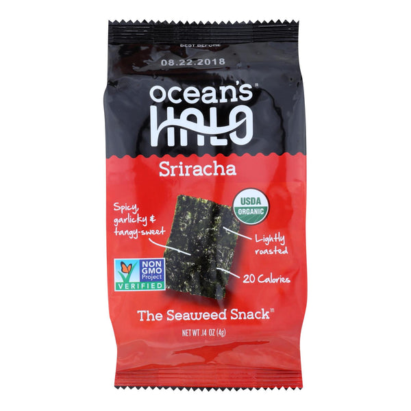 Ocean's Halo Seaweed, Sriracha Snack  - Case of 12 - .14 Ounce