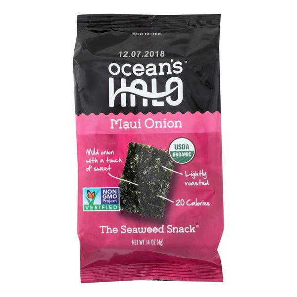 Ocean's Halo Maui Onion Seaweed Snack  - Case of 12 - .14 Ounce