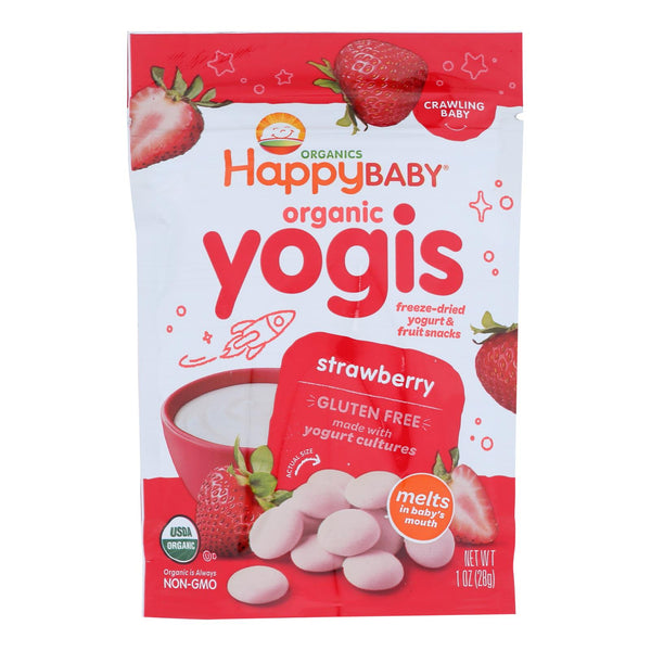 Happy Baby Happy Yogis Organic Superfoods Yogurt and Fruit Snacks Strawberry - 1 Ounce - Case of 8