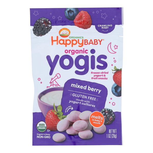 Happy Baby Happy Yogis Organic Superfoods Yogurt and Fruit Snacks Mixed Berry - 1 Ounce - Case of 8