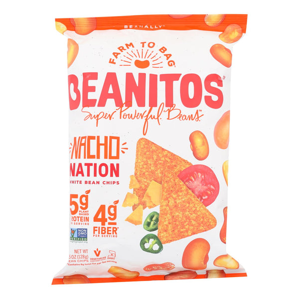 Beanitos - White Bean Chips - Nacho Nation - Case of 6 - 4.5 Ounce.