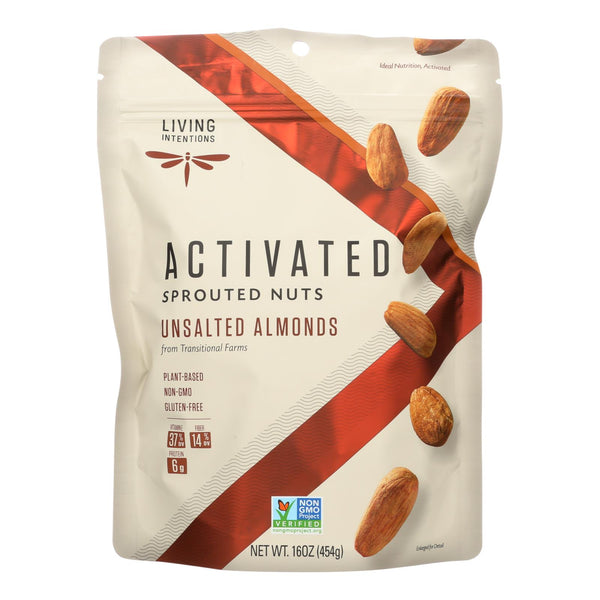 Living Intentions Almonds - Sprouted - Unsalted - 16 Ounce - case of 4