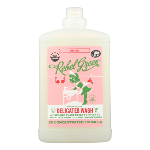 Rebel Green - Laundry Detergent Delicates Wash - Pink Lilac - Case of 4 - 32 fl Ounce.