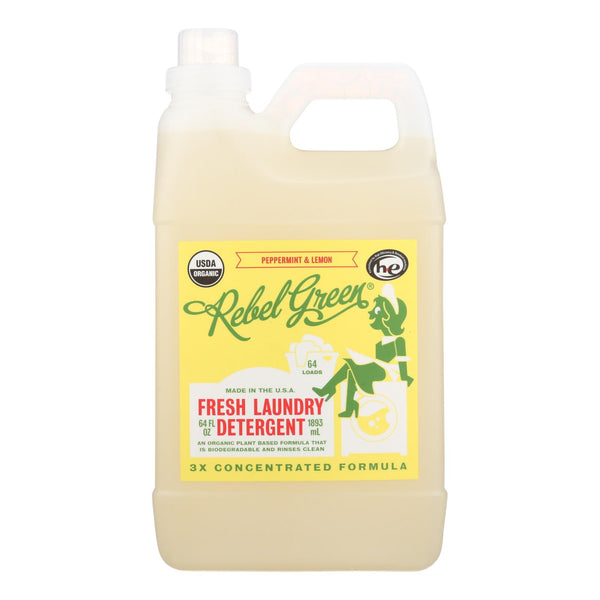 Rebel Green Laundry Detergent - Organic - Peppermint and Lemon - Case of 4 - 64 fl Ounce