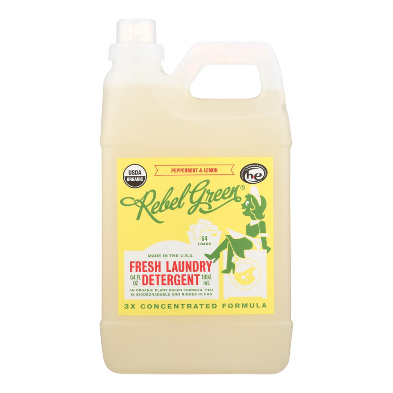 Rebel Green Laundry Detergent - Organic - Peppermint and Lemon - Case of 4 - 64 fl Ounce