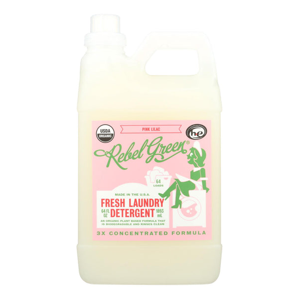 Rebel Green - Fresh Laundry Detergent - Pink Lilac - Case of 4 - 64 fl Ounce.