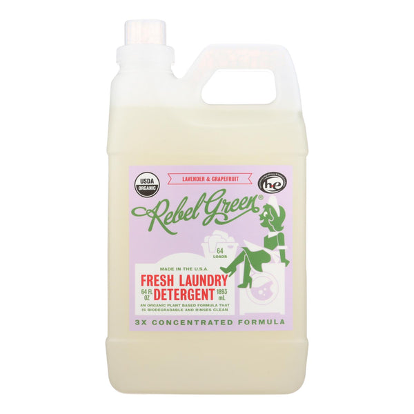 Rebel Green Laundry Detergent - Lavender and Grapefruit - Case of 4 - 64 fl Ounce