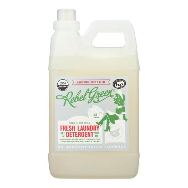 Rebel Green Laundry Detergent - Organic - Unscented - Case of 4 - 64 fl Ounce