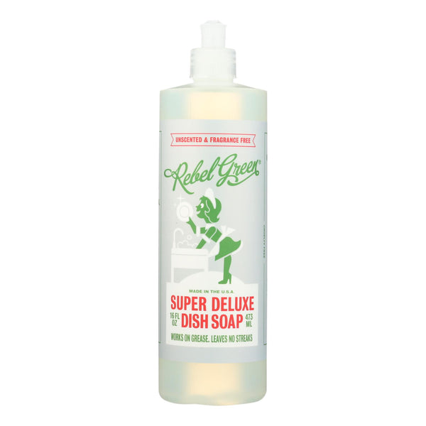 Rebel Green Dish Soap - Deluxe - Unscented - Case of 4 - 16 fl Ounce