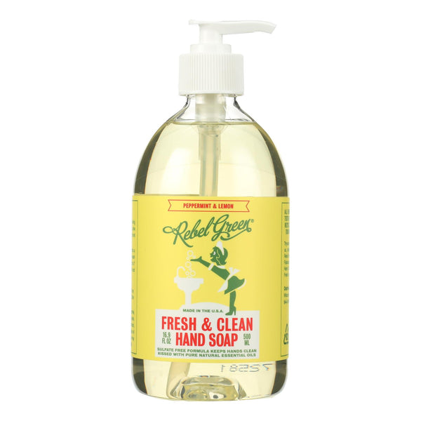 Rebel Green Hand Soap - Peppermint - Lemon - Case of 4 - 16.9 fl Ounce