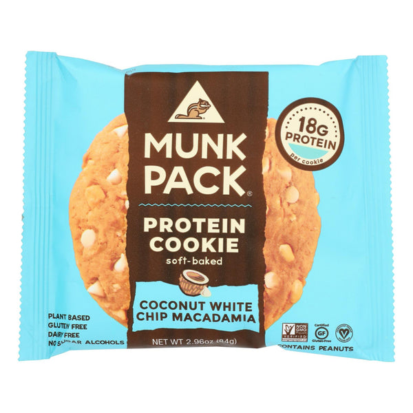 Munk Pack - Protein Cookie - Coconut White Chocolate Chip Macadamia - Case of 6 - 2.96 Ounce.