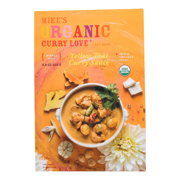 Mike's Organic Curry Love - Organic Curry Simmer Sauce - Yellow Thai - Case of 6 - 8.8 fl Ounce.