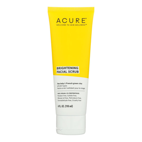 Acure - Brightening Facial Scrub - Argan Extract and Chlorella - 4 FL Ounce.