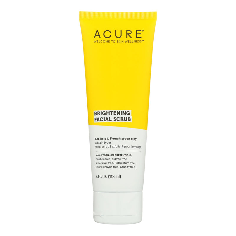 Acure - Brightening Facial Scrub - Argan Extract and Chlorella - 4 FL Ounce.