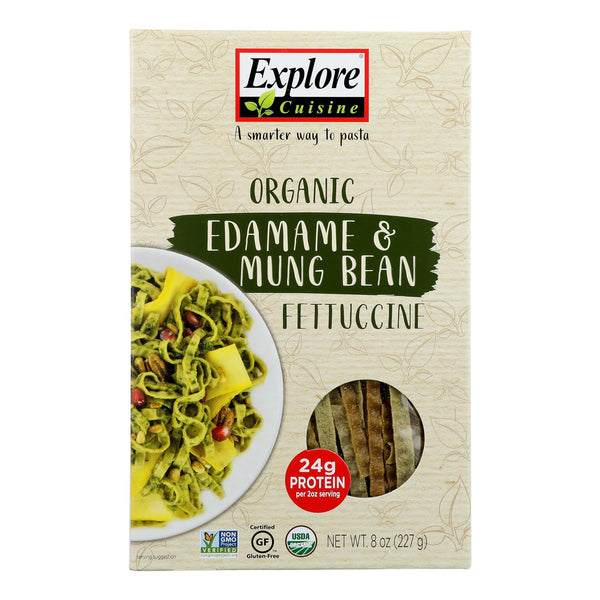 Explore Cuisine - Fettuccine Pasta - Edamame & Mung Bean - Case of 6 - 8 Ounce.