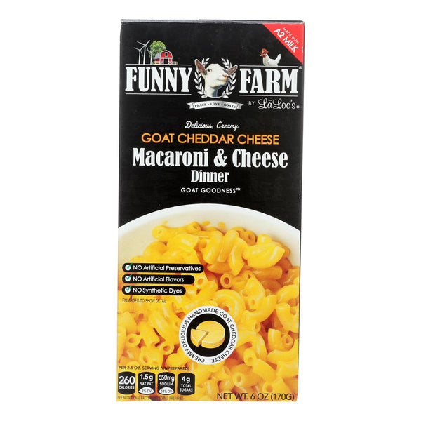 Funny Farm By La Loo's Goat Cheddar Cheese Macaroni & Cheese Dinner  - Case of 8 - 6 Ounce