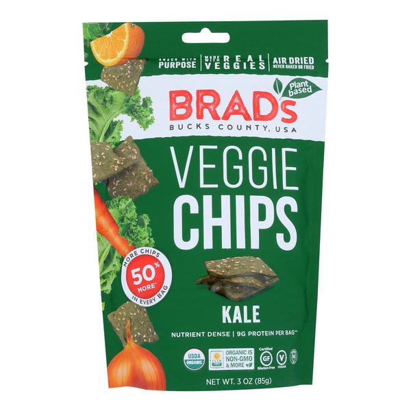 Brad's Plant Based - Raw Chips - Kale - Case of 12 - 3 Ounce.