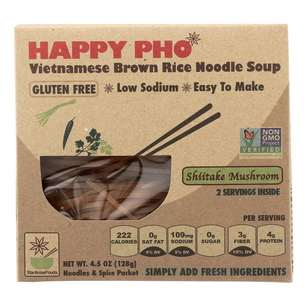 Star Anise Foods Soup - Brown Rice Noodle - Vietnamese - Happy Pho - Shiitake Mushroom - 4.5 Ounce - case of 6