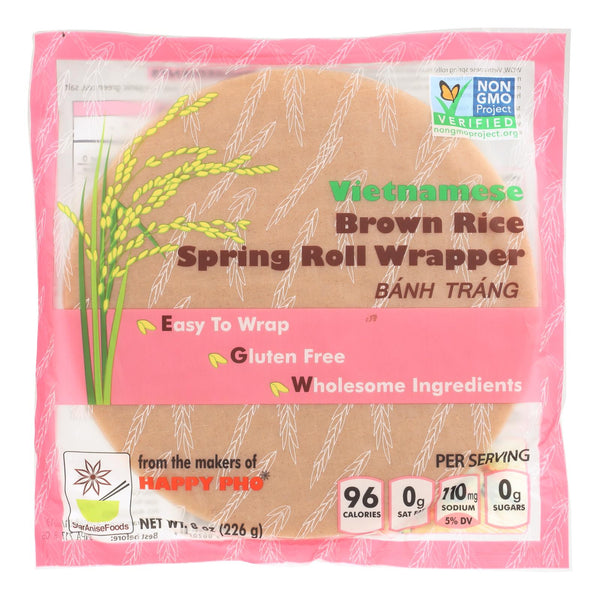 Star Anise Foods Spring Roll Wrapper - Brown Rice - Vietnamese - 8 Ounce - case of 6