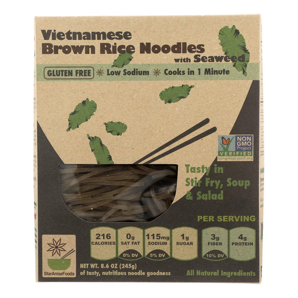 Star Anise Foods Noodles - Brown Rice - Vietnamese - with Seaweed - 8.6 Ounce - case of 6