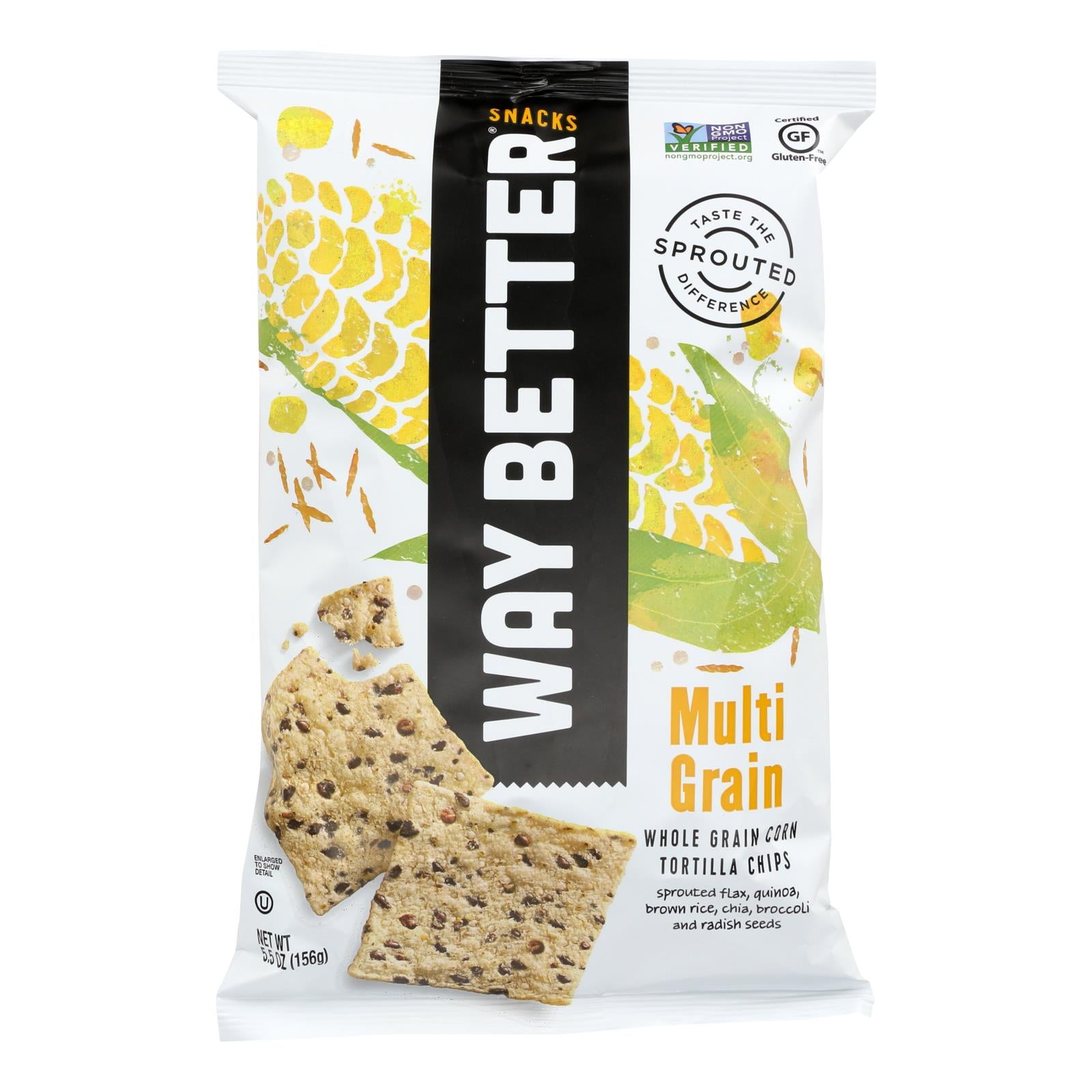 Way Better Snacks Tortilla Chips - Multi - Grain - Case of 12 - 5.5 Ounce.