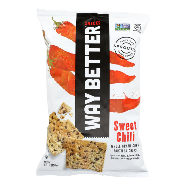 Way Better Snacks Tortilla Chips - Sweet Chili - Case of 12 - 5.5 Ounce.