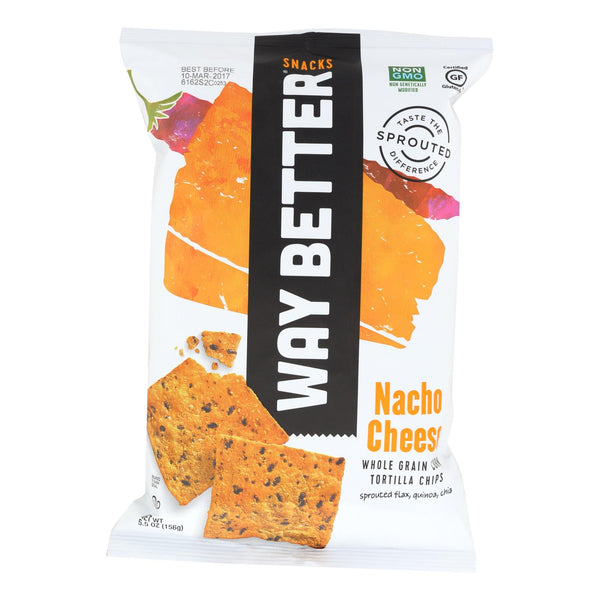 Way Better Snacks Tortilla Chips - Nacho Cheese - Case of 12 - 5.5 Ounce.