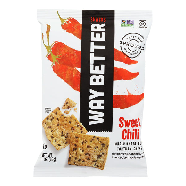 Way Better Snacks Tortilla Chips - Sweet Chili - Case of 12 - 1 Ounce.