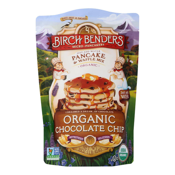 Birch Benders Pancake and Waffle Mix - Chocolate Chip - Case of 6 - 16 Ounce.