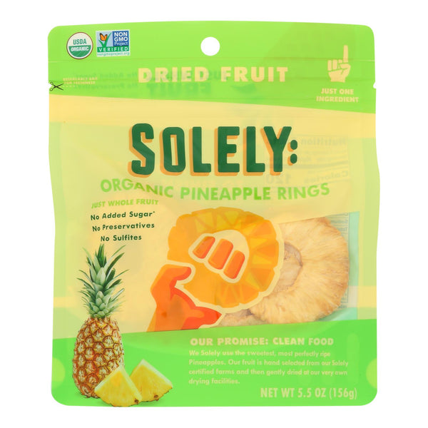 Solely - Dried Fruit Organic Pineapple Rings - Case of 6-5.5 Ounce