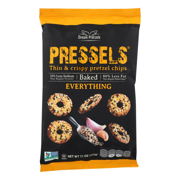 Pressels Pretzel Chips - Everything - Case of 12 - 7.1 Ounce.