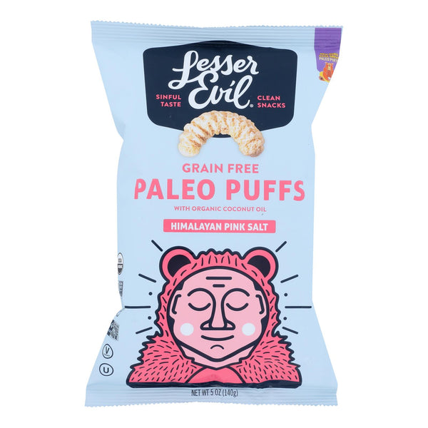 Lesser Evil Puffs - Crunchy Himalayan Salt - Case of 9 - 5 Ounce.
