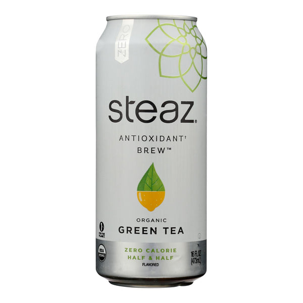 Steaz Zero Calorie Green Tea - Half and Half - Case of 12 - 16 Fl Ounce.
