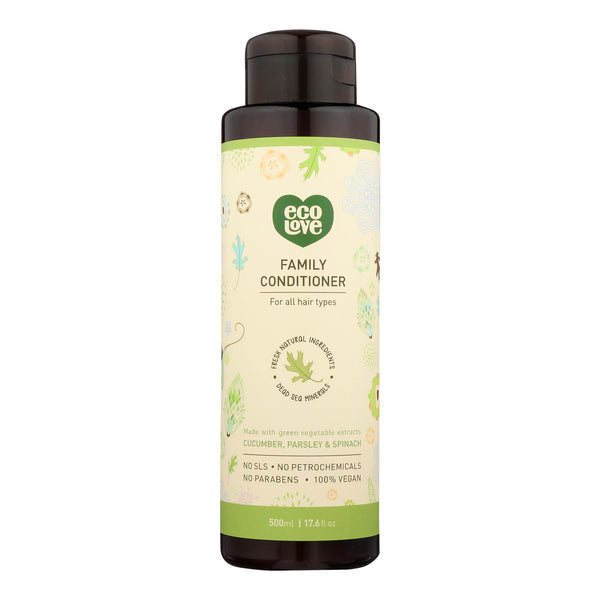 Ecolove Conditioner - Green Vegetables Family Conditioner For All Hair Types - Case of 1 - 17.6 fl Ounce.